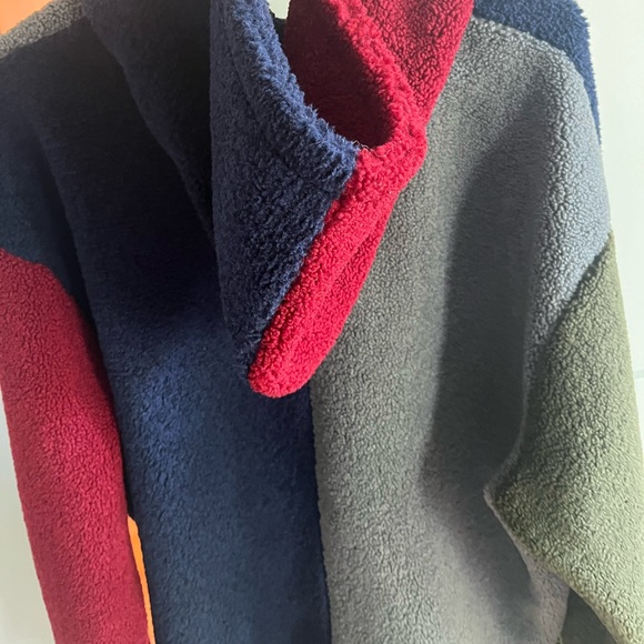 Lazy Oaf Blue Colorblock Sherpa Full-zip Hoodie Sweatshirt - Picture 5 of 9